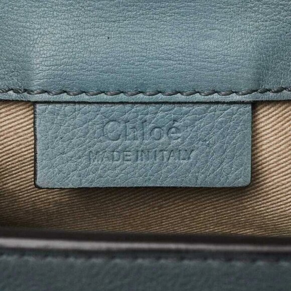 Chloe Light Blue Leather and Suede Mini Faye Backpack Bag - Picture 10 of 11